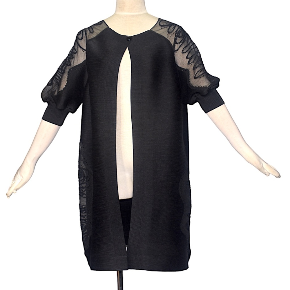 Masaki Matsuka Black Micro Pleated Plisse Duster Evening Jacket One Size OS M L - Picture 6 of 13